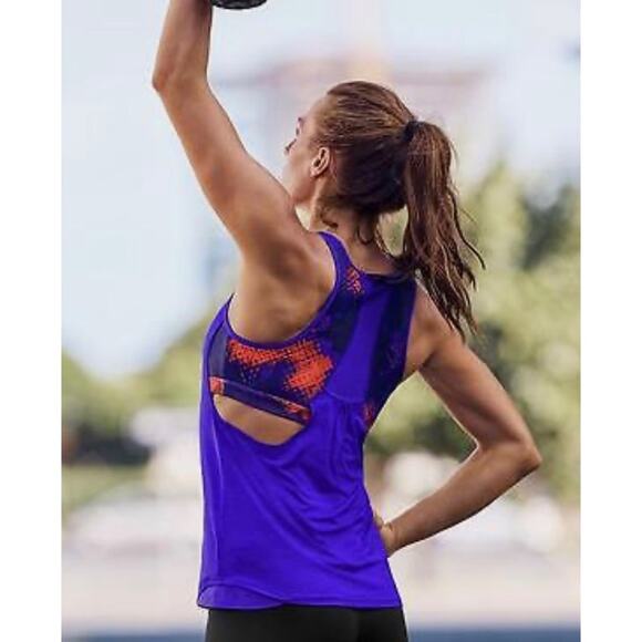 ATHLETA Supercharged 2 in 1 Tank In Elecrto Vibrant Cobalt Athleticwear Top XS - Picture 2 of 4